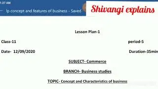 Lesson Plan commerce|Business Studies|Concept and characteristics of business|in English and plan