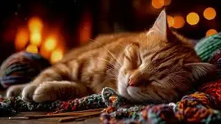 Instantly Soothe Separation Anxiety 😿 Cat Sleep Music & Purring Fireplace for Stress Relief
