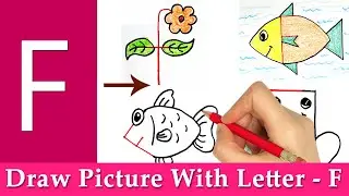 draw picture with letter f | draw animals with letters | draw with letters | सबसे आसान तरीका