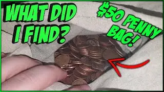 $50 PENNY BAG SEARCH!!! (COIN ROLL HUNTING)