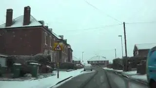 Driving In Snow Along Oldbury Road, Comer Gardens & Fern Road, Worcester, Worcestershire, England
