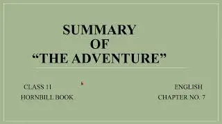 Summary of The Adventure Class 11 English Hornbill chapter 7 The Adventure Summary of The Adventure