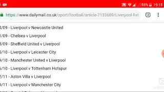Liverpool FC Premier League Fixtures for 2019/2020 Season