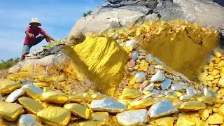 wow wow amazing! found a lot of gold miner million year underground on top mountain