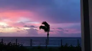 Beautiful sunrise colors, south shore Bermuda, at The Loren Hotel at Pink Beach