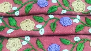 Beautiful borderline Shirt design Hand Embroidery design #embroidery #art #embroiderydesign#artist 