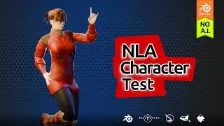 Female character animation, NLA Editor test | Blender | No AI |