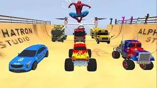 EVERY Superhero vs THE GIANT RAMP! 🏎️💥 (Evolution of Stunts)