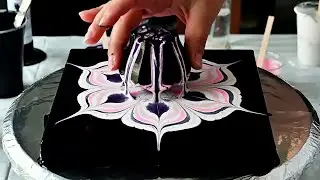 (754) Reverse flower dip with CLEAR GLUE ~ Acrylic pour painting ~ Cup bottom pour ~ Fluid Acrylics