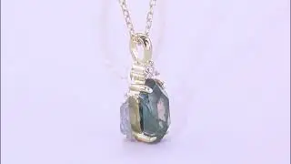 Nature-Inspired Moss Agate Jewelry Set &mdash; Gold Plated Vertical Necklace