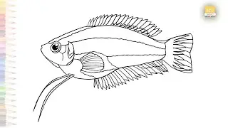 Dwarf gourami fish drawing easy | Art sketches | How to draw A Dwarf gourami step by step #artjanag
