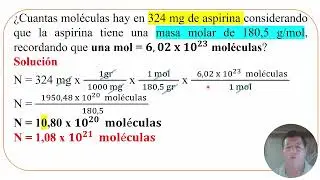 Conversión de miligramos a moles y moléculas con ejemplo