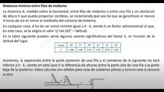 C&aacute;lculo distancia entre filas de paneles solares fotovoltaicos
