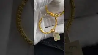 22k Earring Solid Gold Ladies Elegant Hoops with Beads Insert Design E6418