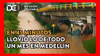 Aguacero en Medell&iacute;n provoca socav&oacute;n y caos vial