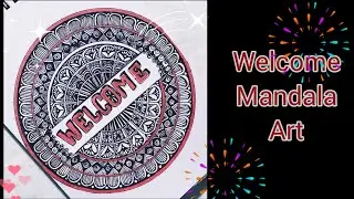 Welcome mandala Art I how to draw welcome Mandala for beginners I doodle art