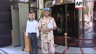 UN observers leaving for the outskirts of Damascus