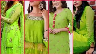 gorgeous parrot green colour dress for girls#parrot green colour dress design collection#