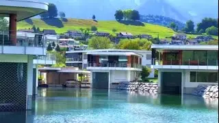 Driving in Switzerland🇨🇭Weekend near Beautiful Lake Thun. Walk in Thun Delta