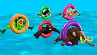 An Obstacle Game with Wild Animals Gorilla Cow Mammoth Elephant Tiger Dinosaur Animal Games