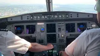 A320 Flightdeck Landing in Geneva Jumpseat view