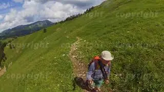 Middle age man hiking in Switzerland mountains