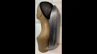 Mature SILVER GREY Drawstring Ponytail Extension *Long YAKI Straight Gray Hair *Protective Hairstyle