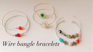 diy wire wrapped bangle bracelets/simple and beautiful handmade wire bracelets/handmade jewelry