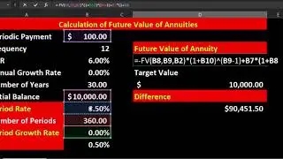Future Value of Regular and Growing Annuities with Ballon Payments Excel Calculations