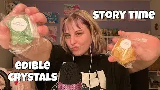 ASMR story time and eating edible crystals! mouth sounds and rambling for sleep 😴📖🛼