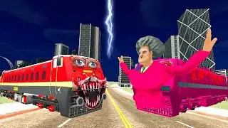 Scary teacher monster train vs hunted train fight 🤯 | Indian bike driving 3d game 🎯 ||