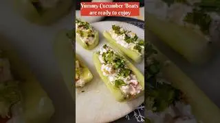 Cucumber Boats | Easy High Protein Refreshing Summer Snacks | #fitness #highprotein #food #shorts
