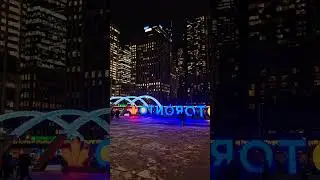 Toronto sign at night city hall