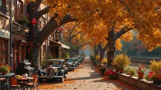 October Jazz Cafe ~ Cozy Autumn Street Vibes & Smooth Coffee Music for Relaxation & Focus