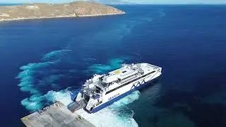 Seajet Olympic Champion Jet docking and departure from Serifos