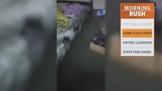 Video shows a home floating away during a typhoon in Alaska