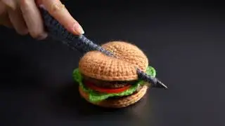 Hyperrealistic ASMR: Cutting a Knitted Wool Burger with a Yarn Knife 🧶🍔 | Made with VidFlux