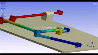 ANSYS Workbench Transient Structural - FEA simulation of the motion of a 6 bar mechanism