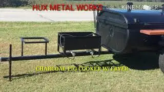 CHARCOAL PIG BARREL COOKER W/FRYER