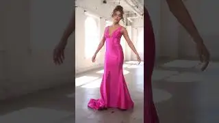 Ladivine CC2346 - Glittered Plunging V-Neck Prom Gown