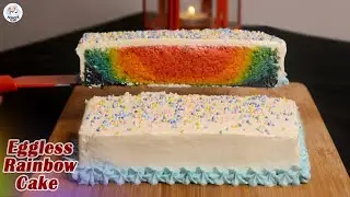 One Pan Rainbow Cake | Eggless Rainbow Cake | Rainbow Colour Food Challenge | Hunger Plans