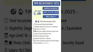 🔥 TIFR Recruitment 2025 &ndash; Notification Out!