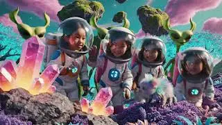 Three Young Explorers Land on a Colorful Alien Planet &ndash; Kids in Space Adventure! 🌍🚀