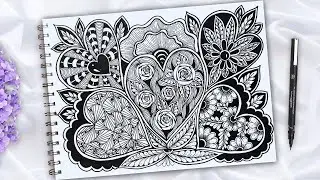 Stress Free Drawing | The Joy Of Zentangle Hearts | Zentangle Heart Designs