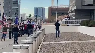 Hundreds of pro-Trump supporters gather peacefully in Las Vegas for rally