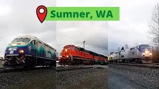 Three trains at Sumner, WA (3-30-20)