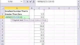 Excel Magic Trick 681: Find Smallest Number That Is Greater Than Zero Array Formula