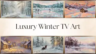 Vintage Serene Winter TV Art Screensaver| 6 Scenes| | Gold Frame Christmas Holiday TV Art |