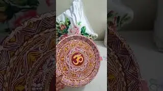 Hand-Painted Steel Plate with Om Symbol | Traditional Uttarakhand Aipan Art (11 Inch, Oil Colors)