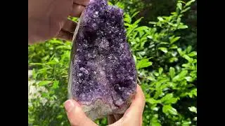 Natural Deep Purple Amethyst Cut Base Crystal Geode Specimen - RGD631